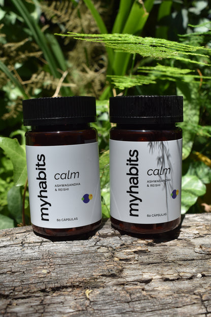 CALM combina adaptógenos de origen natural estudiados por su rol en el bienestar mental, la resiliencia al estrés y la energía estable en el día a día.